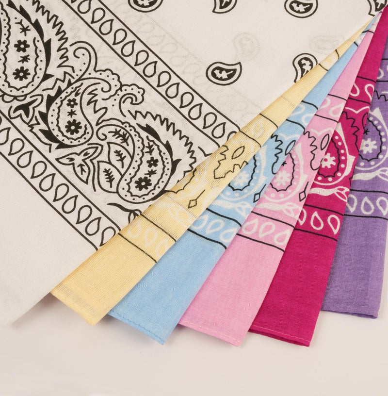 Bycc Bynn 3 Pack 100% Cotton Paisley Pattern Bandanas Face Mask Square Scarf Headwear (S- 6 Pack-3) - Image 4